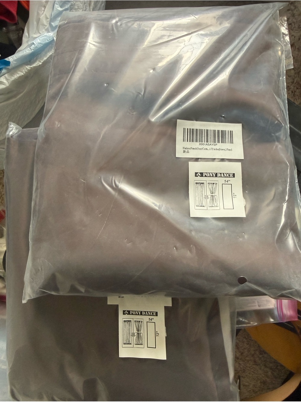 Brown French door curtains